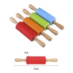 kn055 Rodillo de silicona con mango de madera maciza Palillo de masa antiadherente para alimentos, Longitud: 23 cm, Entrega de colores aleatorios - Imagen 2