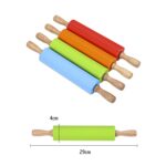 kn055 Rodillo de silicona con mango de madera maciza Palo de bola de masa antiadherente para alimentos, Longitud: 29 cm, Entrega de colores aleatorios - Imagen 2