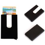 Cartera con clip para billetes con tarjetero de crédito de color sólido antimagnético esmerilado, tamaño: 10 * 6,6 cm, Black