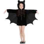 Disfraz de Halloween para niños y mujeres Ropa de vampiro de murciélago Ropa de cosplay de rendimiento escénico, Tamaño: XS, Busto: 76 cm, Ropa larga: 57 cm, Altura sugerida: 100-120 cm