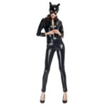 Disfraz de Halloween Charol Cat Girl Neutral Sexy Ropa de motocicleta Escenario Ropa de cosplay, Tamaño: XL, Busto: 90-94m, Cintura: 76-80cm, Ropa larga: 143cm