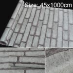 Ladrillo gris Creativo 3D Piedra Ladrillo Decoración Papel tapiz Pegatinas Dormitorio Sala de estar Pared Rollo de papel tapiz impermeable, Tamaño: 45 x 1000 cm