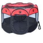 Tienda para perros impermeable de tela Oxford de moda, cerca para mascotas al aire libre octogonal plegable, M, tamaño: 91 x 91 x 58 cm, Size: M (Red)