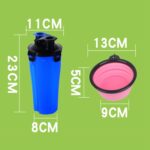 Taza de agua y comida portátil de doble uso para mascotas al aire libre con un recipiente plegable - Imagen 3