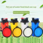 Taza de agua y comida portátil de doble uso para mascotas al aire libre con un recipiente plegable - Imagen 6