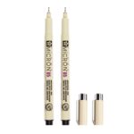 2 bolígrafos de punta fina para dibujo de tinta pigmentada de archivo, pluma de micrón Manga, 0.45mm