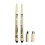 2 bolígrafos de punta fina para dibujo de tinta pigmentada de archivo, pluma de micrón Manga, 0.5mm