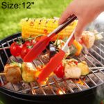 Pinzas de silicona antideslizantes para comida, pan, barbacoa, pinzas para barbacoa, herramientas de cocina, 12 pulgadas, 12 inch Red