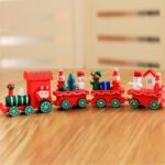 Decoración de mesa de cena navideña, trenes de madera para niños, adornos navideños para jardín de infantes, regalos, Green, Red
