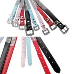 Arnés para perro suave y transpirable de PU con diamantes de imitación, chaleco para mascota, correa para el pecho para perro, correa, collar para perro, tamaño: M - Imagen 4