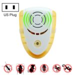 Repelente de plagas de insectos antimosquitos, ondas electromagnéticas ultrasónicas electrónicas de 6 W con luz, enchufe de la UE, CA 90-240 V, entrega de colores aleatorios, US Plug Yellow