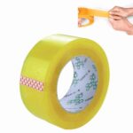 Rollo de cinta adhesiva para embalaje, sellado de paquete, 12 Uds., 45mm de ancho y 15mm de espesor, 45mm Width 15mm Thickness  (Transparent Yellow)