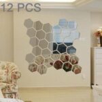 Juego de pegatinas de pared con espejo hexagonal 3D de 12 piezas, tamaño: 10 * 10 cm, Size: 10*10cm (Silver)