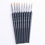 9 unids / set suministros de arte cepillo de pelo de comadreja pincel de línea de gancho de acuarela que representa el lápiz de borde pluma de pintura al óleo