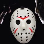 Máscara de Jason gruesa y fresca para fiesta de Halloween, Red + White