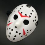 Máscara de Jason gruesa y fresca para fiesta de Halloween, Red + White - Imagen 3