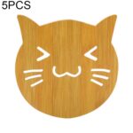 5 uds., Bonita mesa de cocina de dibujos animados para proteger, almohadilla de madera para taza, posavasos de aislamiento térmico, entrega de estilo aleatorio
