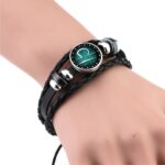 Pulsera Retro DIY con cuentas tejida a mano europea y americana, pulsera de moda Punk de cuero con constelación, Libra