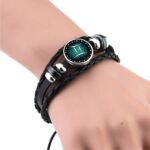 Pulsera Retro DIY con cuentas tejida a mano europea y americana, pulsera de moda Punk de cuero con constelación, Gemini