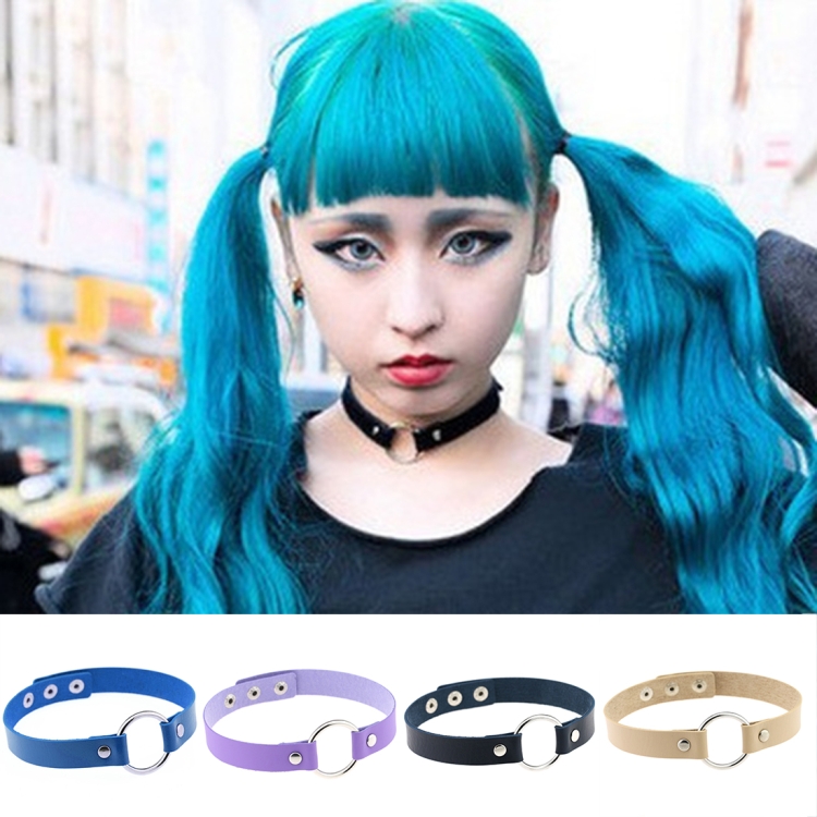 HC9113.jpg Pulsera con cuello de cuero redondo punk punk de moda japonesa Harajuku de 3 piezas - Imagen 1