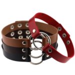 Pulsera con cuello de cuero redondo punk punk de moda japonesa Harajuku de 3 piezas - Imagen 3