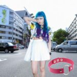 Pulsera con cuello de cuero redondo punk punk de moda japonesa Harajuku de 3 piezas - Imagen 4