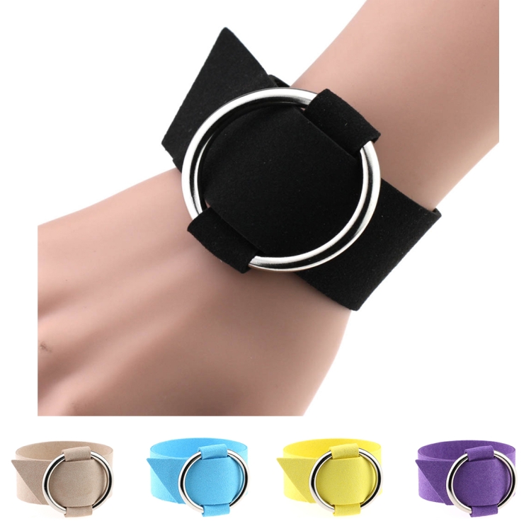 HC9114.jpg Pulsera de terciopelo redonda simple europea y americana de 2 piezas, pulsera de metal de moda, entrega de color aleatorio - Imagen 1
