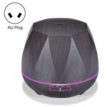 Humidificador ultrasónico con control remoto de grano de madera en forma de melocotón, máquina de aromaterapia, pulverizador automático de alcohol con luces LED, capacidad: 400 ml, enchufe AU (color madera clara), Diamond Dark Wood Color