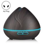 Humidificador ultrasónico con control remoto de grano de madera en forma de melocotón, máquina de aromaterapia, pulverizador automático de alcohol con luces LED, capacidad: 400 ml, enchufe AU (color madera clara), Peach Shape Dark Wood Color