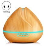 Humidificador ultrasónico con control remoto de grano de madera en forma de melocotón, máquina de aromaterapia, pulverizador automático de alcohol con luces LED, capacidad: 400 ml, enchufe AU (color madera clara), Peach Shape Light Wood Color