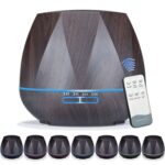 Humidificador ultrasónico con control remoto de grano de madera en forma de melocotón, máquina de aromaterapia, pulverizador automático de alcohol con luces LED, capacidad: 400 ml, enchufe de la UE (color madera oscura), Diamond Dark Wood Color - Imagen 3