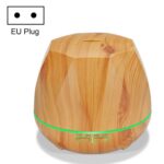 Humidificador ultrasónico con control remoto de grano de madera en forma de melocotón, máquina de aromaterapia, pulverizador automático de alcohol con luces LED, capacidad: 400 ml, enchufe de la UE (color madera oscura), Diamond Light Wood Color