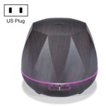 Humidificador ultrasónico con control remoto de grano de madera de diamante, máquina de aromaterapia, pulverizador automático de alcohol con luces LED, capacidad: 400 ml, enchufe de EE. UU. (color madera clara), Diamond Dark Wood Color