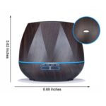 Humidificador ultrasónico con control remoto de grano de madera de diamante, máquina de aromaterapia, pulverizador automático de alcohol con luces LED, capacidad: 400 ml, enchufe de EE. UU. (color madera clara), Diamond Dark Wood Color - Imagen 4