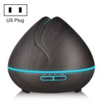 Humidificador ultrasónico con control remoto de grano de madera de diamante, máquina de aromaterapia, pulverizador automático de alcohol con luces LED, capacidad: 400 ml, enchufe de EE. UU. (color madera clara), Peach Shape Dark Wood Color