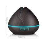 Humidificador ultrasónico con control remoto de grano de madera de diamante, máquina de aromaterapia, pulverizador automático de alcohol con luces LED, capacidad: 400 ml, enchufe de EE. UU. (color madera clara), Peach Shape Dark Wood Color - Imagen 3