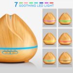 Humidificador ultrasónico con control remoto de grano de madera de diamante, máquina de aromaterapia, pulverizador automático de alcohol con luces LED, capacidad: 400 ml, enchufe de EE. UU. (color madera clara), Peach Shape Dark Wood Color - Imagen 5