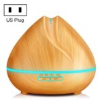 Humidificador ultrasónico con control remoto de grano de madera de diamante, máquina de aromaterapia, pulverizador automático de alcohol con luces LED, capacidad: 400 ml, enchufe de EE. UU. (color madera clara), Peach Shape Light Wood Color
