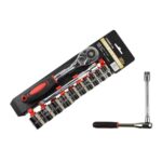 12 PCS 3/8 Interfaz Juego de llaves de trinquete Caja de herramientas de hardware de combinación de reparación de automóviles