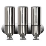 Dispensador manual de ducha triple para hotel, botella de jabón y champú líquido para lavar, montada en la pared, capacidad: 1200 ml, 1200ml/Stainless Steel