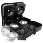 NUEVO 4 Cavity Diamond Forma 3D Cubo de hielo Molde fabricante Bar Party Bandejas de silicona Molde de chocolate Herramienta de cocina