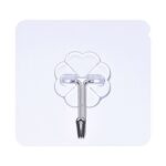 10 Uds PVC + acero inoxidable fino forma de ciruela gancho adhesivo sin costuras impermeable transparente fuerte gancho de palo cocina soporte de pared - Imagen 2