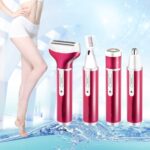 4 en 1 USB recargable Vibrissa cejas recortadora de pelo corporal máquina de denudación con cable USB, 4 In 1