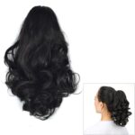 Peluca de cola de caballo con rollo de flor de pera con clip de pelo corto y rizado natural