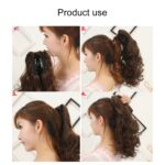 Peluca de cola de caballo con rollo de flor de pera con clip de pelo corto y rizado natural - Imagen 3