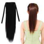 Peluca estilo vendaje con cola de caballo de pelo largo y liso natural para mujer, longitud: 45 cm, 45cm