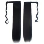 1 # peluca invisible sin costuras estilo vendaje peluca de pelo largo y recto cola de caballo