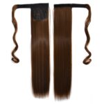 8 # peluca invisible sin costuras estilo vendaje peluca de pelo largo y recto cola de caballo