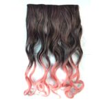 Pieza de extensión de cabello sin costura de una pieza Gradiente de color Onda grande Tipo de clip de rizado largo Postizo