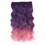 Pieza de extensión de cabello sin costura de una pieza Gradiente de color Onda grande Tipo de clip de rizado largo Postizo
